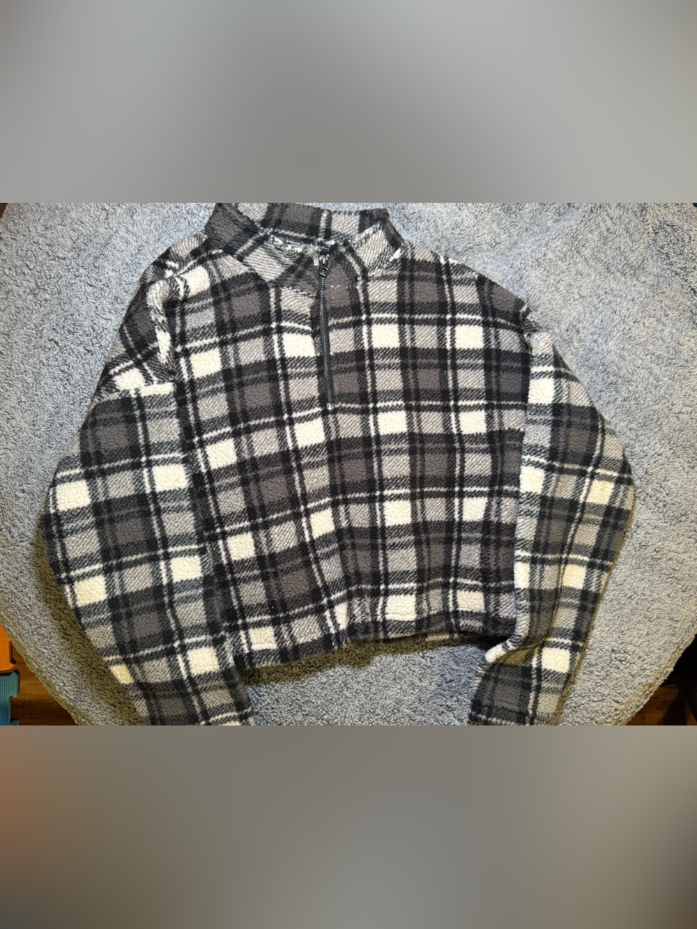 Love Tree Black and White Plaid Half-Zip Turtleneck Sweater